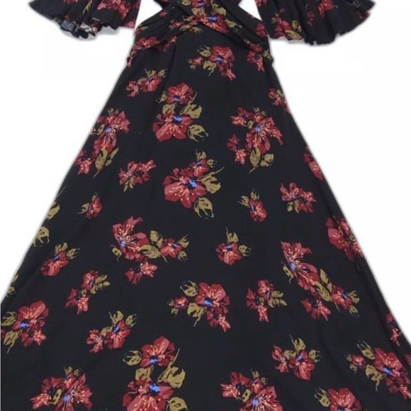 Free People Womens Large Maxi Dress Black Floral Wrap Front Boho New 6446 - Picture 3 of 11